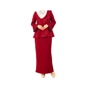 Elegance Redefined: Embroidered Red Kurung
