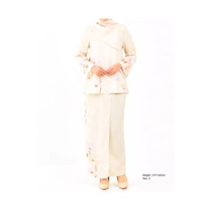 Beige Blossom Kurung - Elegance Redefined