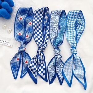 Stylish Blue Scarves for Bags & Hair