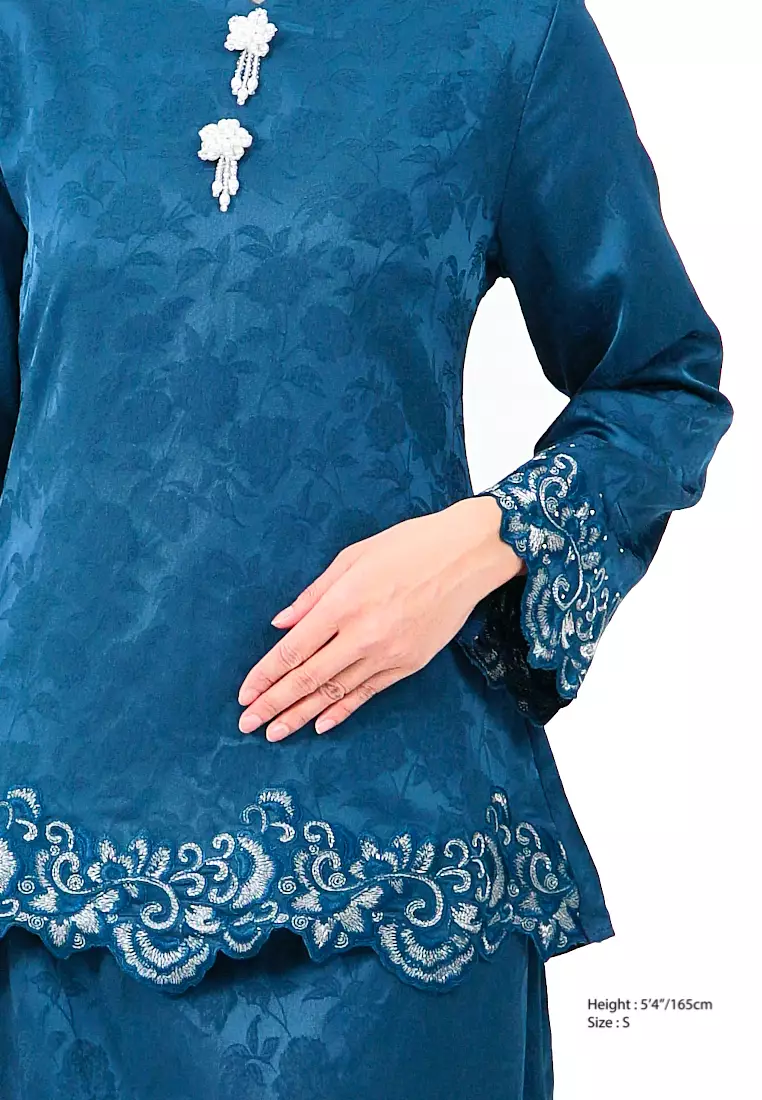 Floral Blue Kurung - Image 2